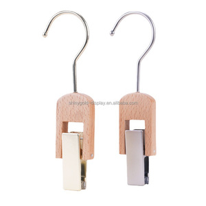 Benutzer definierte Logo Haar verlängerung Kleiderbügel Einzel clip mit Metall haken Schal Hut Kleiderbügel Einfache Holz Single Clip Kleiderbügel für Kleidung - Product Image 4