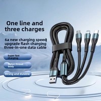 Kabel Pengisi Daya Cepat 3 in 1 120W, Kabel Charger Universal untuk Ponsel, USB Type C Micro 8 Pin, untuk Smartphone IOS Android