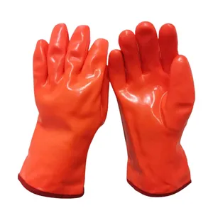 Oranje Pvc Gecoate Werkhandschoenen Pvc Coating Machine Pvc Plam Gecoate Handschoenen Voor Handschoenen