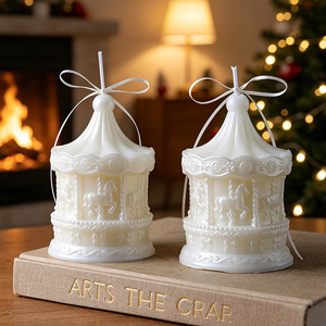 Elegant Carousel Aromatherapy <b>Candle</b> Retro Style Tabletop Ornament Creates Warm Ambiance For Indoor Living Space - Product Image 5