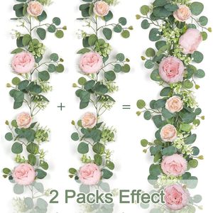 Guirlandes artificielles de pivoines et d'eucalyptus vertes pour la décoration de mariage et de la maison, 6 pieds de long - Product Image 4