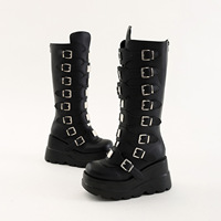 CHENO Bottes à talons hauts épais en cuir noir sur mesure OEM ODM pour femmes