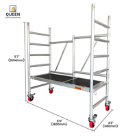 Échafaudage mobile pliable en alliage d'aluminium LINYI QUEEN 6082-T6, hauteur de travail 9'8'', charge 993 lb, haute résistance