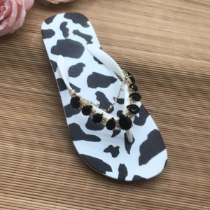 Nuova estate all'aperto spiaggia all'ingrosso bling Cow stripe infradito <span class=keywords><strong>con</strong></span> strass nero decorazioni a <span class=keywords><strong>catena</strong></span> sandali pantofole - Product Image 4