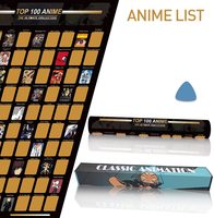 Affiche à gratter Premium en papier couché sérigraphié Top 100 Anime - Tableau des 100 meilleures séries d'anime 2021