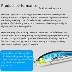 Leurre flottant SNEDA Minnow à lancer ultra-loin, type <span class=keywords><strong>crayon</strong></span>, avec <span class=keywords><strong>action</strong></span> <span class=keywords><strong>de</strong></span> dérive lente pour le bar, le poisson mandarin et la perche - Product Image 6