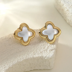 Pendientes Elegantes de Acero Inoxidable 304 con Baño de Oro, Diseño de Corazón, Mariposa, Flor y Formas Geométricas, con Estrellas, para Mujer - Product Image 6