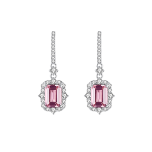 Boucles d'oreilles pendantes couronne vintage en argent sterling 925 avec zircone morganite taille émeraude, bijoux fins personnalisés pour femme, vente en gros pour mariage - Product Image 1