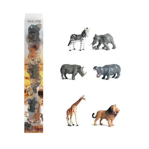 6件混合固体聚氯乙烯逼真野生动物小塑料玩具人物