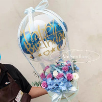 Panier de fleurs en filet, seau décoratif, bouquet de ballons Bobo, arrangement de décoration pour fête d'anniversaire et Saint-Valentin