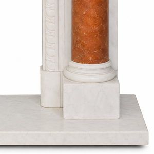 Traditional Marble <b>Fireplace</b> Mantel With Ornate Carving White & Cloudy Rosa Stone Indoor Wood Burning Hearth For Living Room - Product Image 5