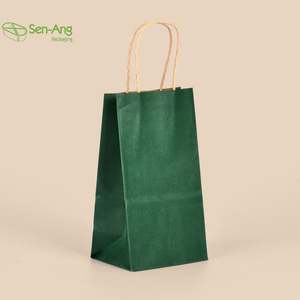 SenAng05 en stock, vente en gros, 100 sacs en papier pour vin de taille moyenne, personnalisés, blancs, avec poignée, en vrac - Product Image 1