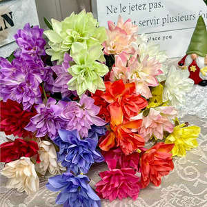 6 têtes de dahlias artificiels en soie, arrangements floraux pour mariage et décorations d'intérieur - Product Image 1