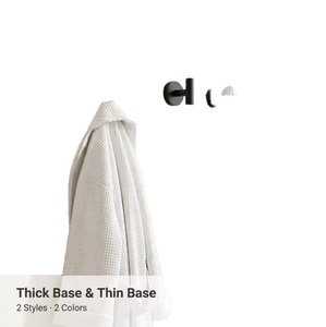 Minimalist Wall Mounted <b>Robe</b> <b>Hook</b> Thick Base Thin Base Black Silver Modern <b>Bathroom</b> Towel <b>Hook</b> Single <b>Hook</b> Easy Installation - Product Image 1