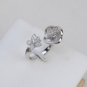 Anneau d'activité pour femme en argent S925, ouvert, réglable, DIY, perle 12-13, accessoires de bijoux, plateau vide, 198 composants de bijoux - Product Image 1