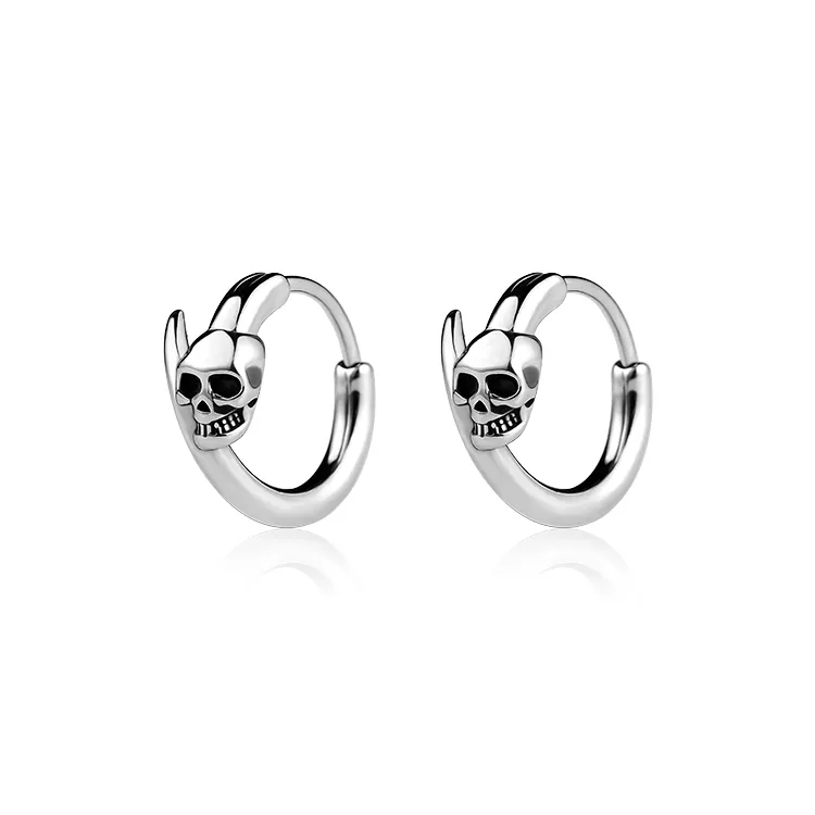 Free Sample Fashion Unisex Punk Style Stainless Skeleton Pattern Steel Jewelry Piercing Earrings