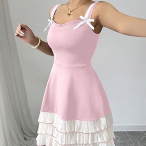 เดรสแฟชั่นผู้หญิงคอลเลคชั่นใหม่รับซัมเมอร์ สายเดี่ยวแบบผูกคอ แต่งสีตัดกันหลายชั้นเป็นระดับๆ - Product Image 6