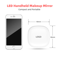 Miroir de maquillage personnalisé à double face compact à LED avec lumières naturelles, pliable, portable, à main, pour les voyages et le sac à main