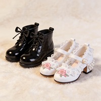 Nouvelles arrivées : Chaussures de poupée BJD rose et blanc, décorées d'un nœud, en cuir PU fait main, pour poupées BJD MSD MDD Lolita 1/4.
