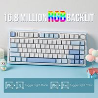 Teclado Mecánico AULA F75 con Teclas de Goma, Inalámbrico Trimodal, Diseño 75%, 80 Teclas, Sonido Potente, Teclado Gamer con Perilla de Control de Volumen
