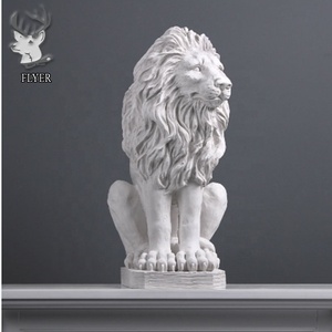 Estatua de León de Mármol <span class=keywords><strong>Blanco</strong></span> de Tamaño Real para Jardín, Escultura de León de Mármol Natural para Exteriores - Product Image 2