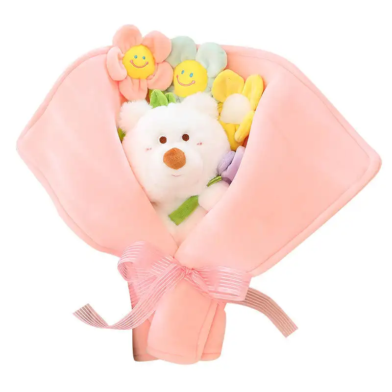 plush Bear Bouquet Christmas Valentine's Day Holiday Gift Stuffed Plush Toy Flower Girlfriend Birthday Gift