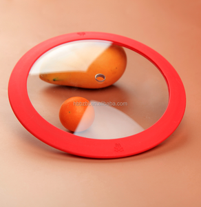 Couvercle de <span class=keywords><strong>pot</strong></span> de couvercle de casserole en verre antiadhésif plat avec couvercle en verre de silicone de jante de silicone - Product Image 3
