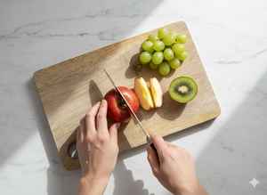 Planche à découper en bois lisse, conçue avec du bois d'acacia et du bois de manguier de qualité, offrant une découpe durable et écologique - Product Image 3
