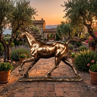 Statue de cheval en bronze personnalisée - Sculpture de cheval galopant avec finition cuivre antique, sculpture en bronze