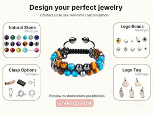 Pulsera de Cuentas de Ojo de Tigre Natural para Hombre, Joyería de Piedra de Lava y Hematita de Aleación para Distribución Global - Product Image 3