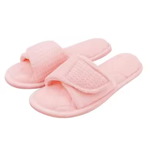 Pantoufles pour femmes réglables sur mesure, antidérapantes, plates à bout ouvert, confortables en fourrure, à bout rond, avec doublure en coton - Product Image 1