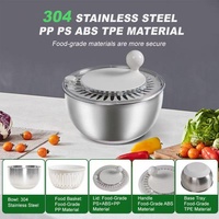 304 RVS Handbediende Fruit- en Groentesalade Dehydrator Groenteslinger Huishoudelijke Dehydratatiekorf Multifunctioneel