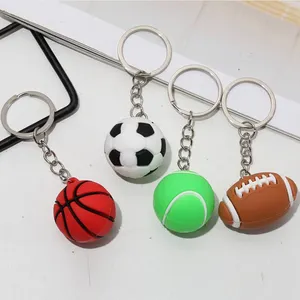 Özel pvc 2d 3d anahtarlık promosyon spor hediyeler futbol rugby tenis basketbol şekil şekil 3d anahtarlık toptan