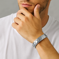 Bracelet large en acier inoxydable pour homme, bijoux en acier inoxydable, vente en gros, bracelet magnétique 4-en-1 en titane pur pour usage quotidien