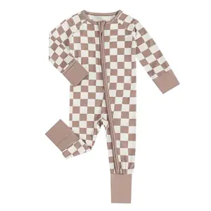 Custom Print Bamboo Fabric Newborn Baby Infant Zipper Clothes Onesie Rompers Bamboo Viscose Toddler Pajamas Sleeper Bamboo