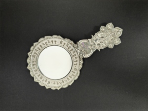 Customized Cultural Souvenir Art Museum Gift Metal Embossed Handle <b>Handheld</b> <b>Mirror</b> Travel <b>Mirror</b> in Bag - Product Image 4