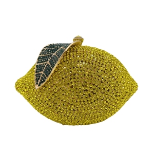 Sac de soirée de luxe en forme de citron avec strass pour mariée, pochette de luxe en diamant, sac à main en cristal pour mariage, pochette de soirée en forme de fruit - Product Image 3