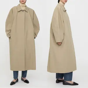 Benutzer definierte Frauen Winter Overs ize Französisch Leichte Jacke Blank Damen Fledermaus Ärmel Knielang Lang Hochwertiges Design Trenchcoat