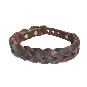 Designer Groothandel Zwart Bruin Rood Van Hoge Kwaliteit Lederen Gevlochten Hondenhalsband - Product Image 1