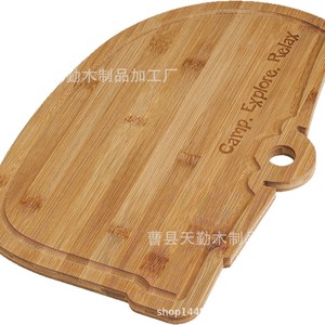 Bandeja de bambú, tabla de cortar creativa para camping, tabla de cortar pan y alimentos para pícnic al aire libre, tabla de cortar de madera maciza para desayuno y - Product Image 5