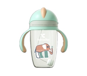 Biberón de alimentación de bebé con patrón de dibujos animados de PP y silicona portátil 2024 con asas cómodas para niños pequeños 300ml de flujo lento - Product Image 4