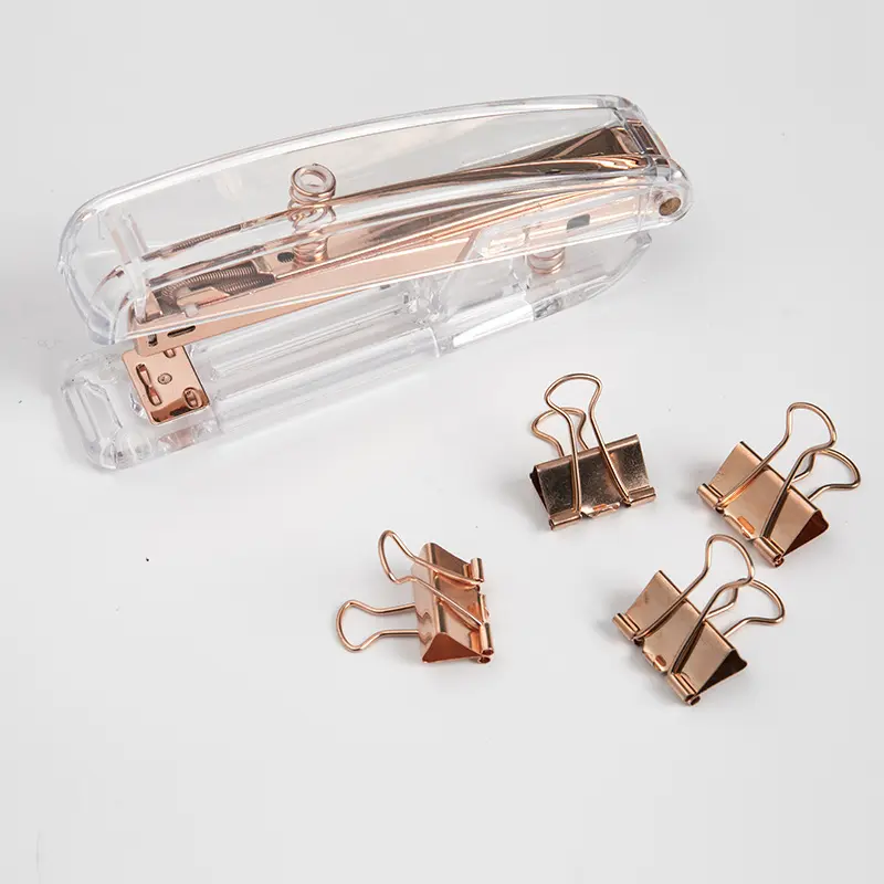 Ensemble d'agrafeuse en acrylique doré de bureau transparent, avec distributeur de ruban, porte-stylo, extracteur de boîte à Note