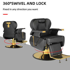Black Leather Barber Chair Hydraulic Salon Styling Chair 360 Degree Swivel <b>Adjustable</b> Height with <b>Footrest</b> - Product Image 5