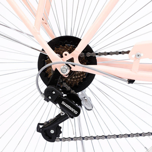 Vélo de ville <span class=keywords><strong>hybride</strong></span> rose pour <span class=keywords><strong>femme</strong></span>, taille 28, 28 <span class=keywords><strong>pouces</strong></span>, simple vitesse, avec panier, en aluminium, style vintage, vélo de plage, vélo urbain - Product Image 6