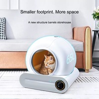 Bac à litière pour chat automatique autonettoyant, rond, avec commande WIFI via application, bac à litière électrique mains libres, grand meuble pour chat