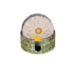 Meilleures ventes en Indonésie : Ensemble de sous-verres ronds en céramique KING HANDICRAFT, design moderne en mosaïque verte, faits à la main, napperons et dessous de plat - Product Image 1
