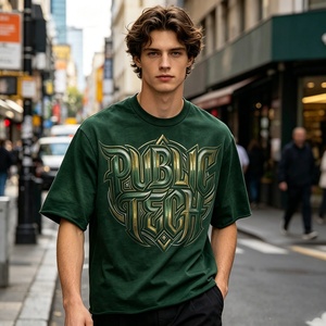Camiseta Premium de Hombre Oversize de Algodón French Terry con Estampado Digital Streetwear, Efecto Monkey Wash y Cuello Redondo, Lavado Ácido Personalizado - Product Image 3