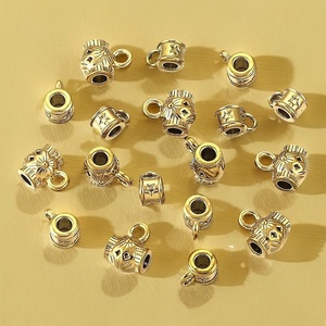 Large Hole Stopper Bead Charm Stainless Steel | Gold Electroplated <b>Spacer</b> with Loop for DIY Bracelet Necklace Jewelry Making - Product Image 4
