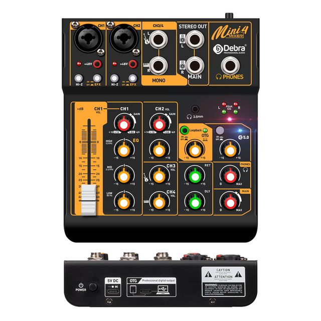 Mini Stereo Recording Audio Interface Live Broadcast Sound Card BT OTG Support 48V Condenser Microphone Audio Mixer for Live