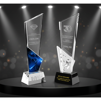 Cadeau d'affaires de trophée de style sport en métal cristal K9 sur mesure avec logo gravé sculpté et sérigraphie en soie